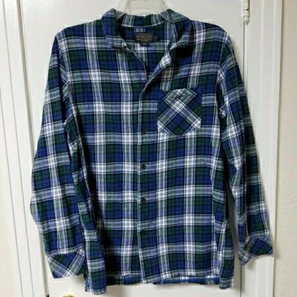 PENDLETON Blue Green Plaid Button Front Shirt LARGE - Picture 2 of 7